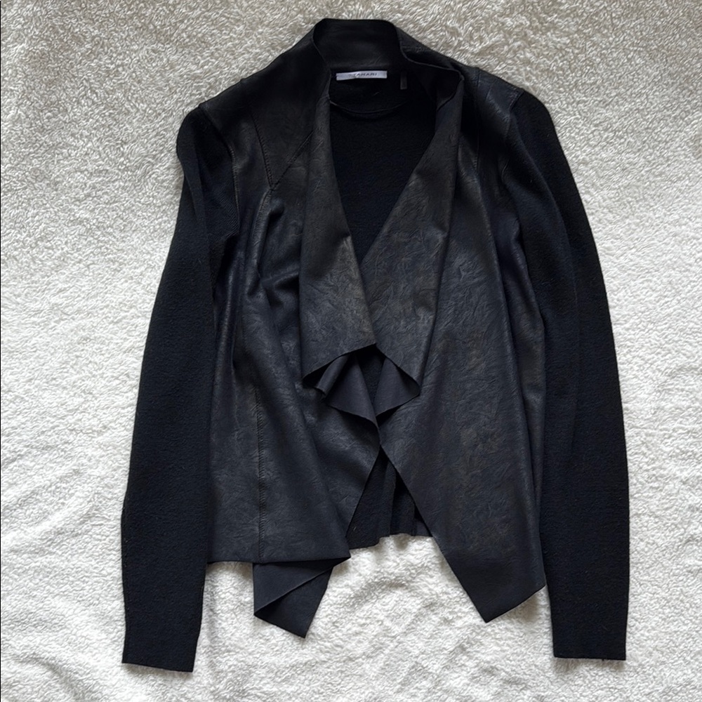 Black Waterfall Leather sweater